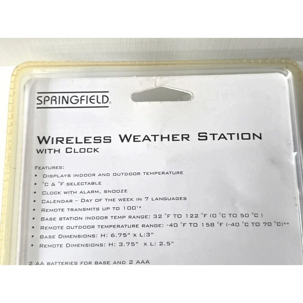 Wirelss Weather Station Digital Alarm Clock w/ Remote‎ Sensor.Battery Operated.